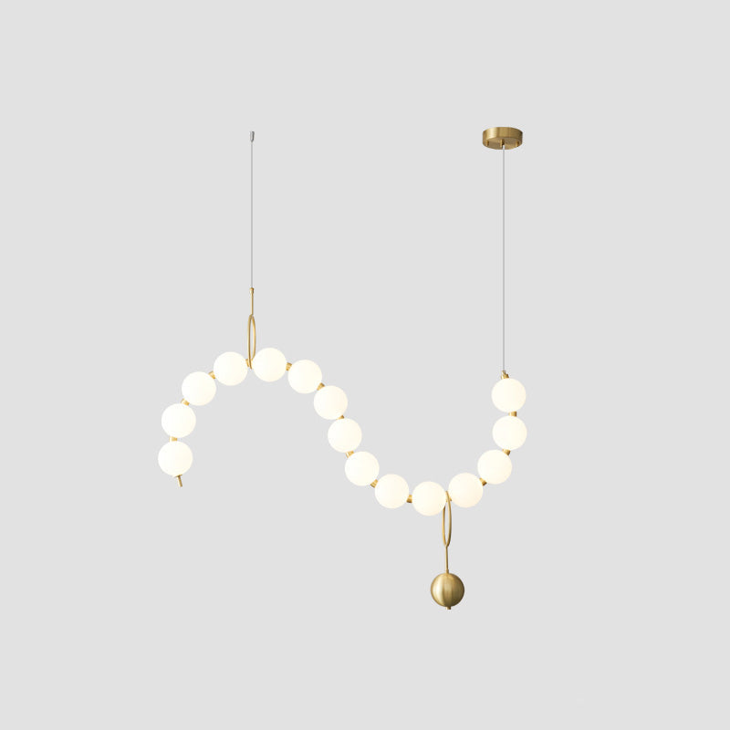 Cascading Glass Globe Pendant Light Fixture Gold White Contemporary Overhead Illumination for Breakfast Bar Eating Area Lounge 39 inch