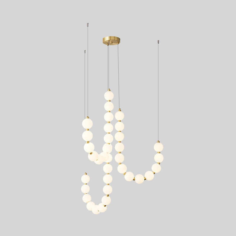 Cascading Glass Globe Pendant Light Fixture Gold White Contemporary Overhead Illumination for Breakfast Bar Eating Area Lounge 39 inch