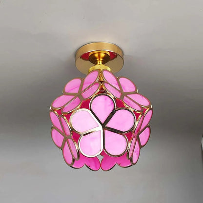 Flush Mount Flower Fixture in Gold with Acrylic Shade for Entryway Bedroom Small Spaces 8-Inch Modern LED Overhead Home Lighting