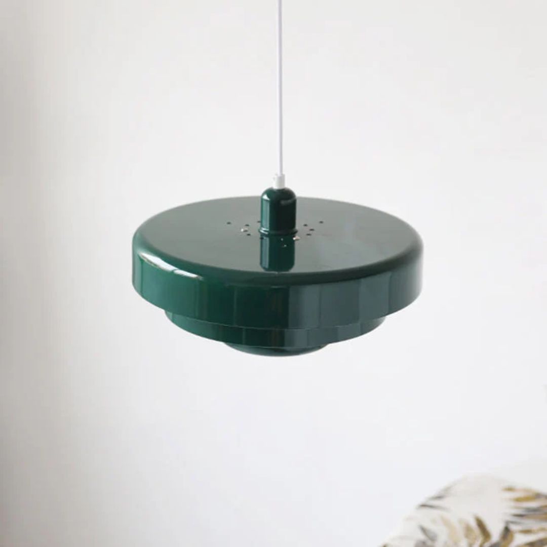 Hanging Iron Ceiling Fixture 14 Inch Layered Shade Height-Adjustable for Kitchen Dining Room Bedroom Modern Retro Downlight E27 Socket