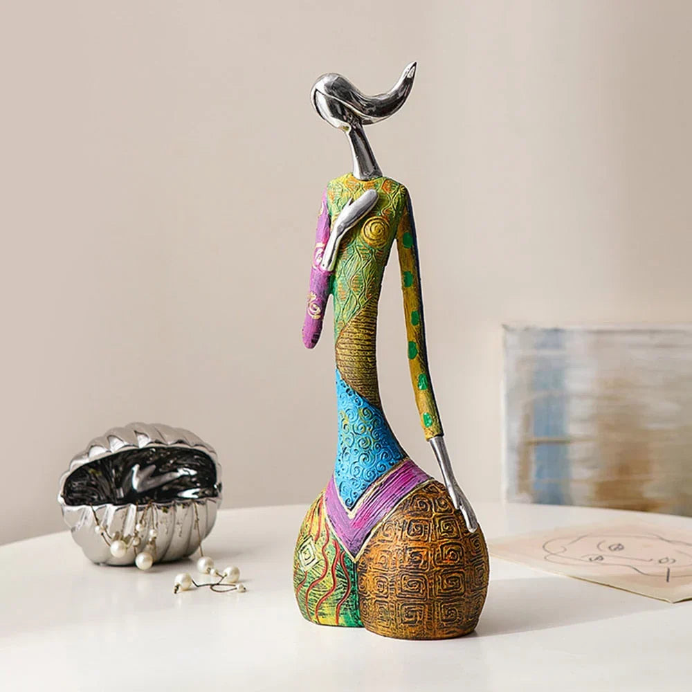 Resin Figurine Statue for Shelves Tabletop Display Home Decor Accent Piece Modern Contemporary Art Object for Living Room Bedroom Office