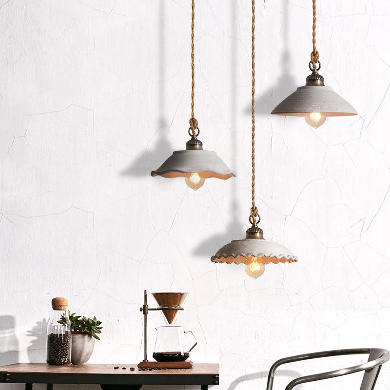 Concrete Pendant Light Fixture Gray Industrial Ceiling Lamp E26 Base Minimalist Hanging Shade for Kitchen Island Dining Room Living Room