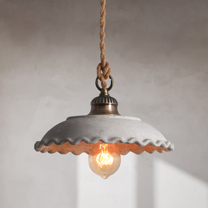 Concrete Pendant Light Fixture Gray Industrial Ceiling Lamp E26 Base Minimalist Hanging Shade for Kitchen Island Dining Room Living Room