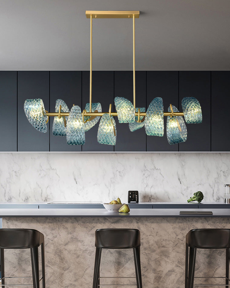 19-Light Glass Ceiling Fixture with Peacock Art Design for Dining Rooms & Large Spaces
