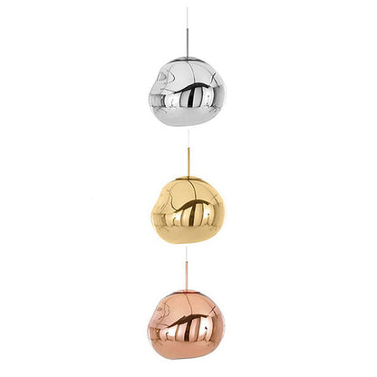 Glass Pendant Light Fixture for Dining Room & Kitchen – Modern Metal Hanging Lamp in Gold, Silver & Red – E26 Socket for LED &