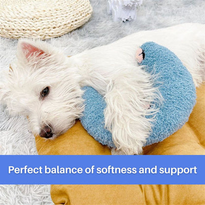 Bolstered Pet Bed for Dogs & Cats | Anxiety Relief Sleeping Cushion with Raised Edges | Machine Washable Portable Travel Pillow | Plush