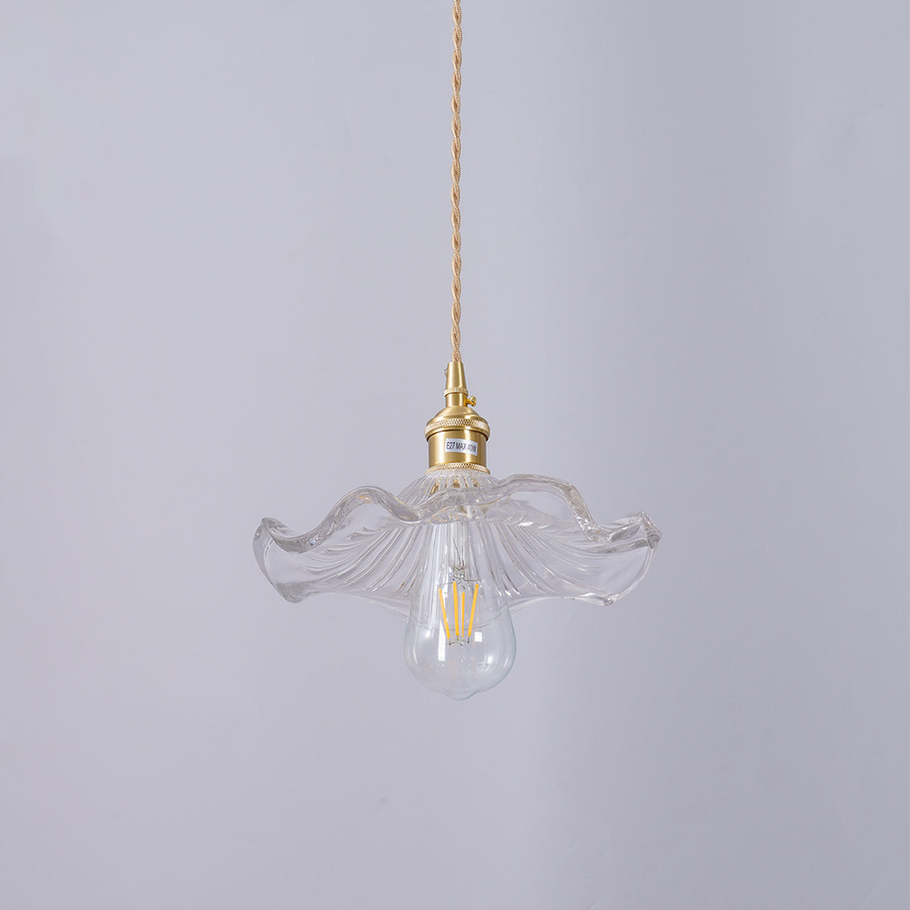 Floral Glass Hanging Fixture with Integrated LED for Dining Rooms & Bedrooms | Overhead Ambient Illumination | Modern Botanical Silhouette C