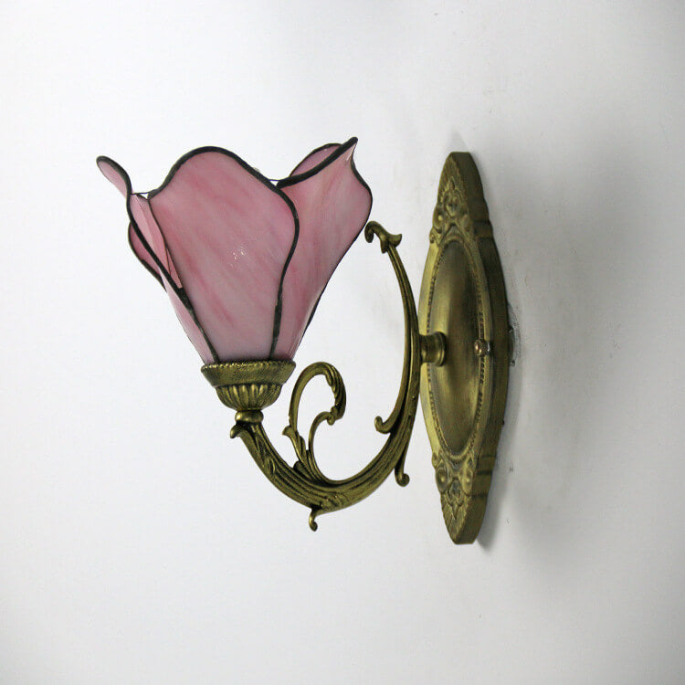 Glass Shade Wall Sconce in Blue Red Pink Bronze Clear 10×8 Inches for Bedroom Bedside Living Room Study Hardwired E26 Socket Metal Resin