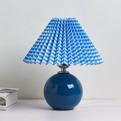Ceramic Table Lamp with Fabric Shade – Modern Accent Lighting for Bedroom, Living Room & Home Office