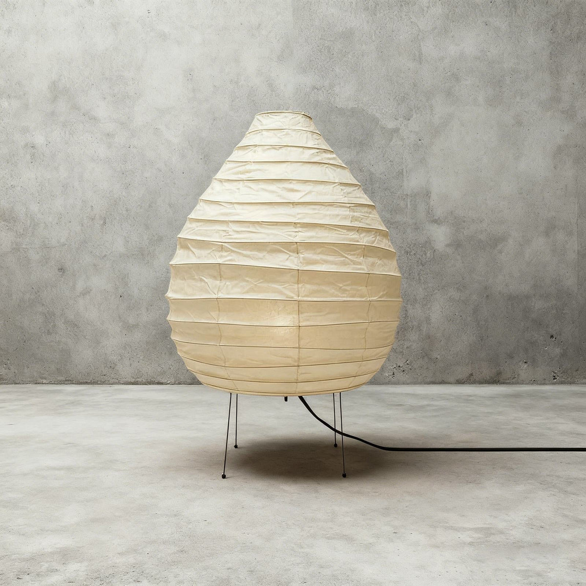 Floor-Standing Paper Shade Light 24 Inches Tall Bedroom Nightstand Illumination Japanese-Inspired Accent Fixture Sculptural Living Room Corn