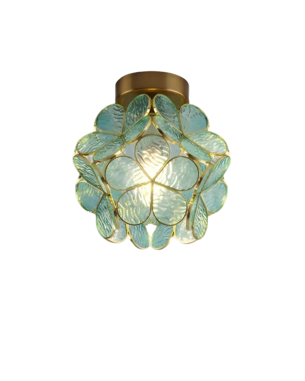 Floral Flush Mount LED Light Fixture 8-Inch Gold Accent Acrylic Ceiling Lamp for Bedroom Hallway Entryway Small Rooms Modern Classic Decor I
