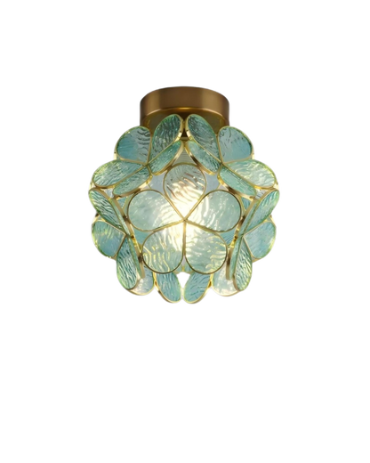 Floral Flush Mount LED Light Fixture 8-Inch Gold Accent Acrylic Ceiling Lamp for Bedroom Hallway Entryway Small Rooms Modern Classic Decor I