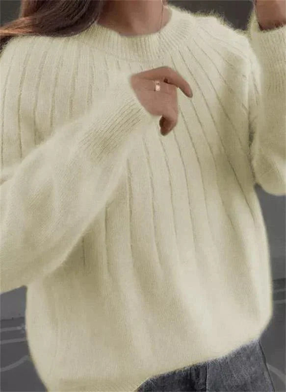 Luxe Cashmere Knit Sweater for Women – Soft Pullover Top for Fall & Winter, Versatile Everyday Layering Piece