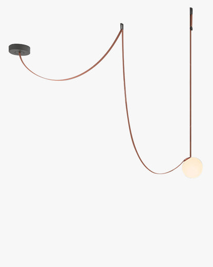 Leather Hanging Lamp with Glass Shade 6-Inch Brown Fixture for Kitchen Island Dining Table Multi-Light Ceiling Suspension for Modern Contemp
