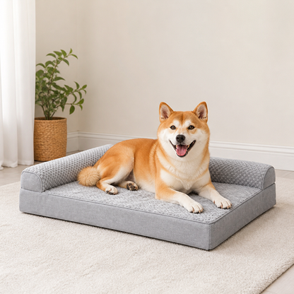 Ortekor Orthopedic High-Density Foam & Sherpa Dog Bed (Removable Cover)