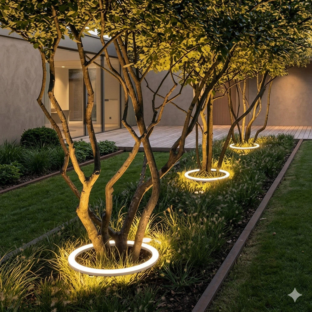 Outdoor LED Landscape Spotlight for Trees & Gardens | Aluminum Ground Light with Warm Glow | Pathway Accent Lighting | Weatherproof Garden U