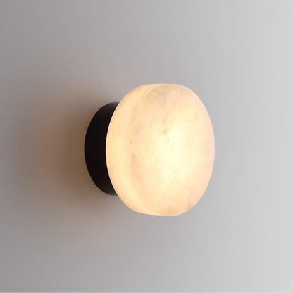 Natural Marble Wall Sconce with Glass Shade – Scandinavian LED Accent Light for Bedroom, Hallway & Living Room