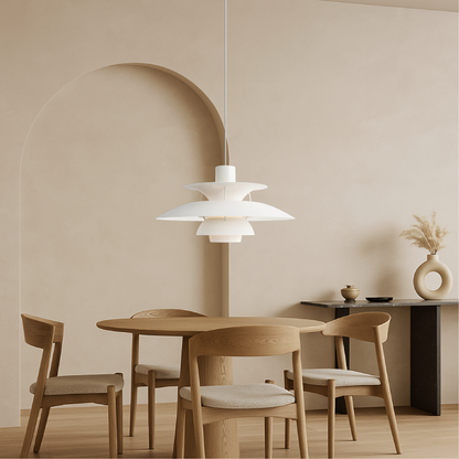 Layered Aluminum Hanging Lamp 12 in Diameter Contemporary Overhead Fixture for Kitchens and Dining Spaces E27 Socket Black Finish Modern Hom
