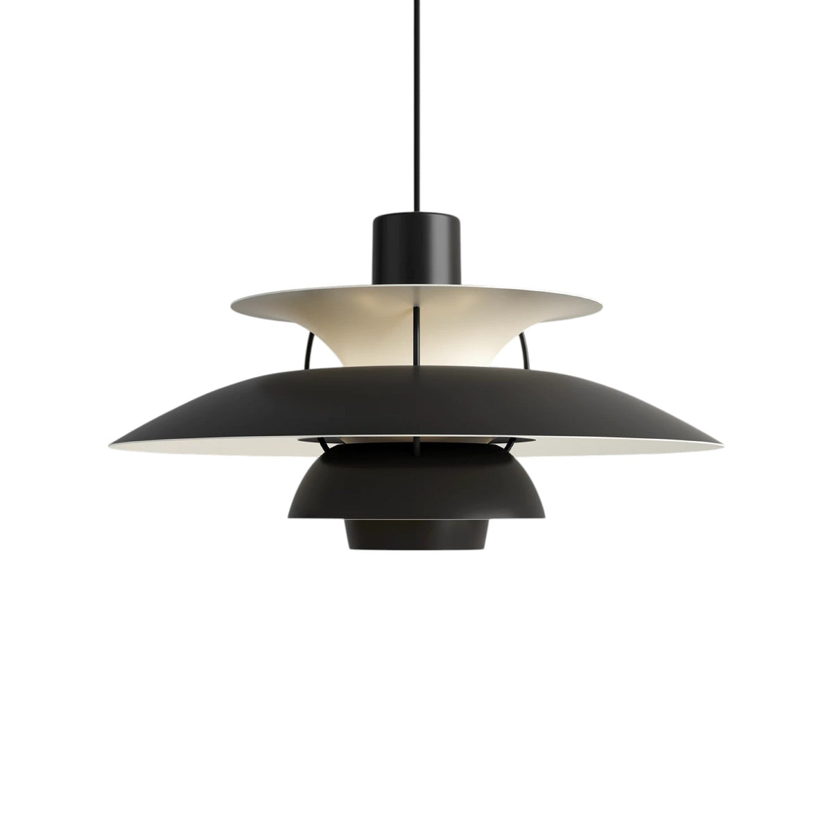 Layered Aluminum Ceiling Fixture Black 20 in Diameter for Kitchen Islands Dining Areas Modern Nordic Style Overhead Lighting E27 Socket Diff