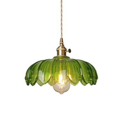 Botanical Glass Drop Light 8 inch Hanging Fixture Warm Ambience Brass Hardware for Countertop Island Breakfast Bar Nook Entryway Foyer Hallw
