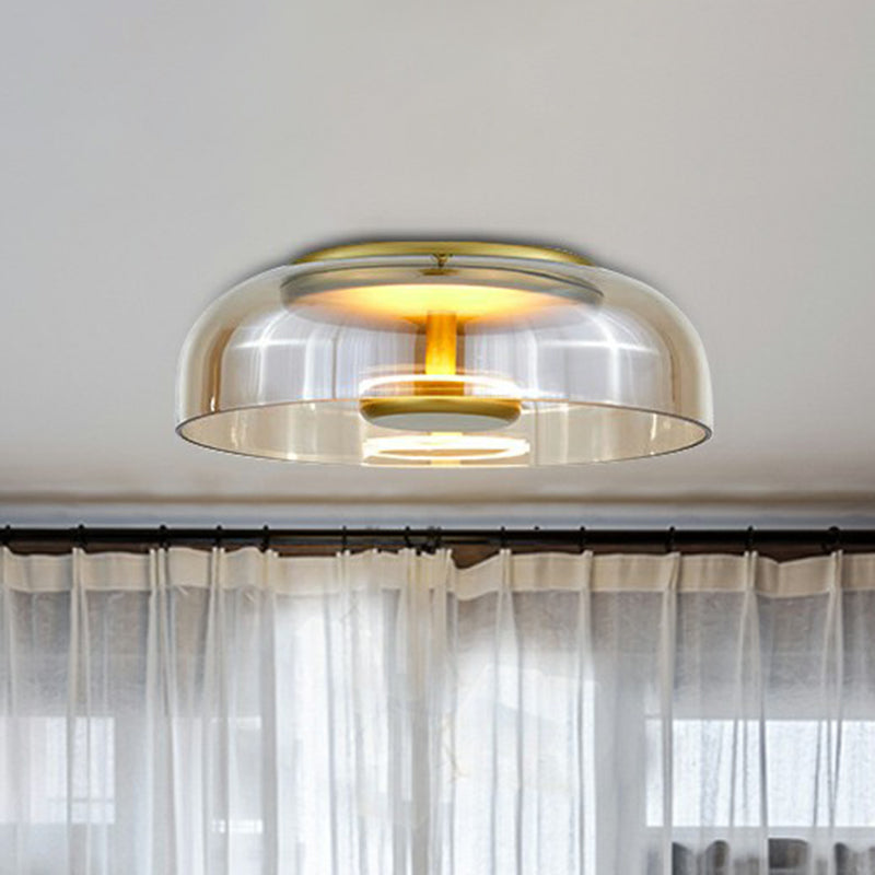Glass Bowl Ceiling Light Fixture – 9-Inch Round Surface-Mount LED Dome for Hallways, Entryways & Bedrooms – Soft Ambient Lighting – Modern