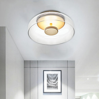 Glass Bowl Ceiling Light Fixture – 9-Inch Round Surface-Mount LED Dome for Hallways, Entryways & Bedrooms – Soft Ambient Lighting – Modern