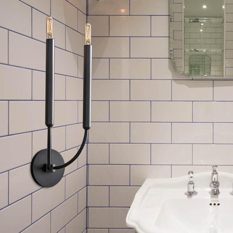 Industrial Tube Wall Sconce Metal Fixture with Exposed Bulb Design for Hallway, Dining Room & Bedroom | Single or Double Light
