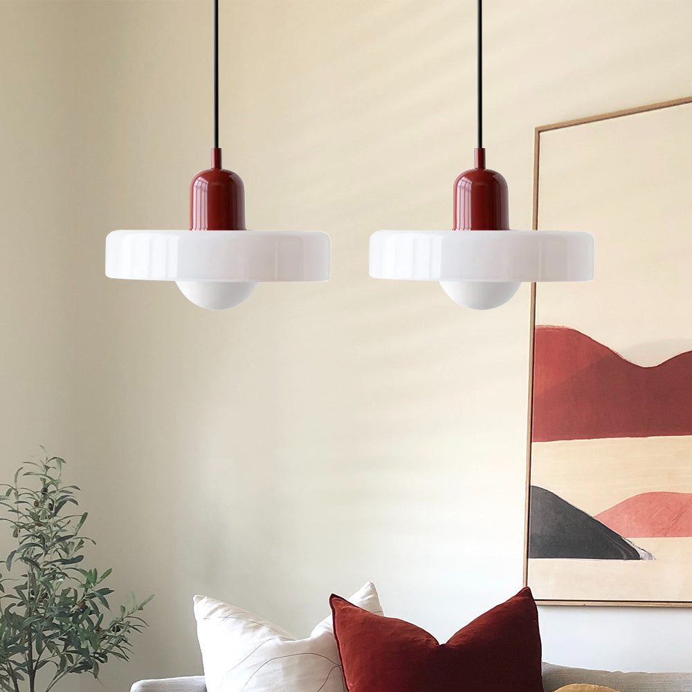 Dual-Shade Glass Hanging Light Fixture G9 Socket 14 Inch Ceiling Mount for Kitchen Island Dining Table Living Room Modern Overhead Lighting