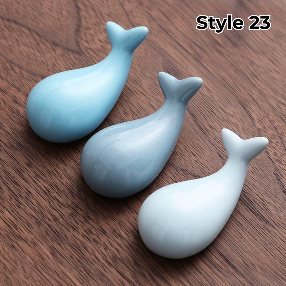 Porcelain Utensil Holders with Animal and Fruit Designs for Asian Dining – Set of 3 Decorative Tabletop Rests