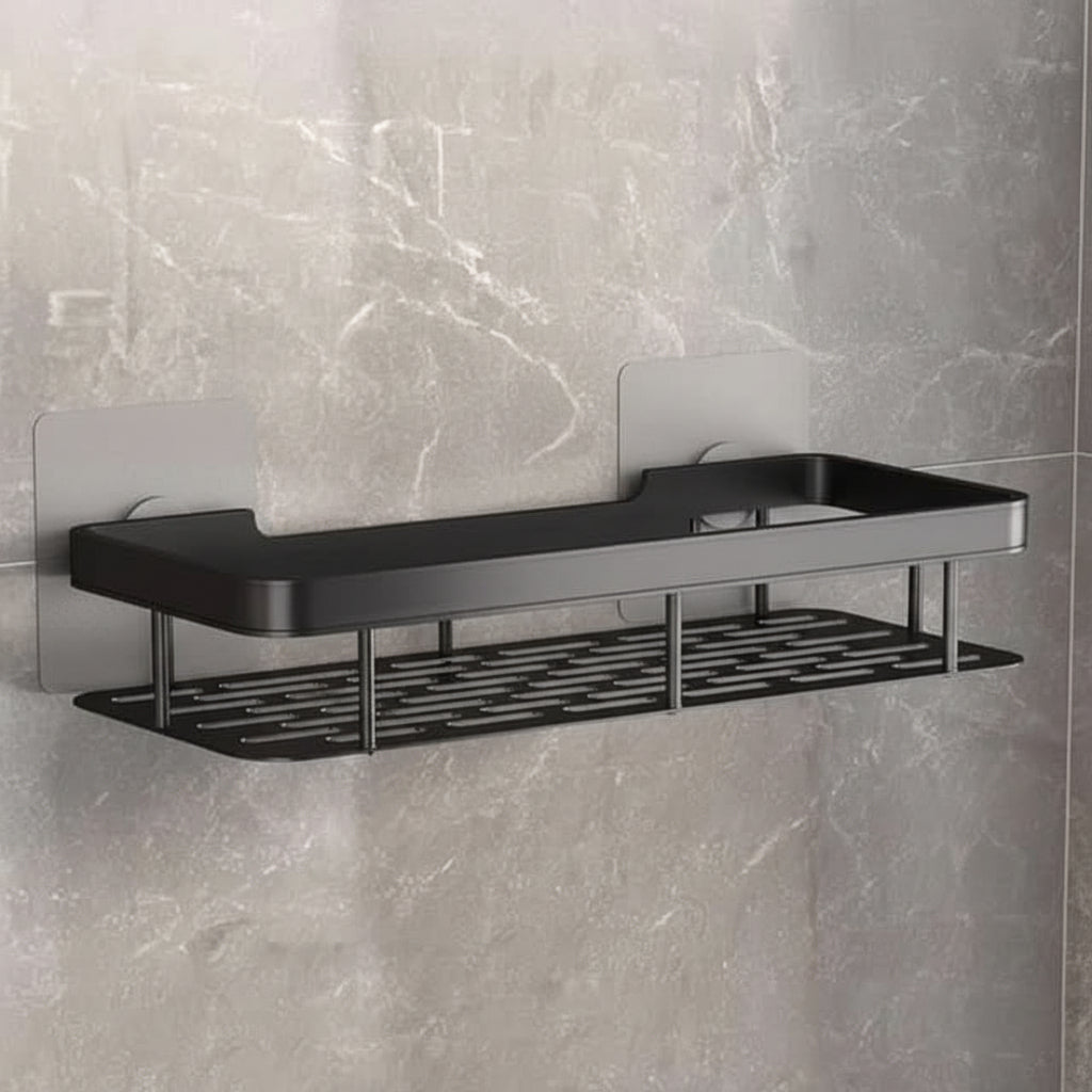 Wall-Mounted Corner Organizer Rack ABS Adhesive No-Drill Bathroom Caddy Triangle Rectangle Shape Holds Shampoo Soap Toiletries for Small Spa