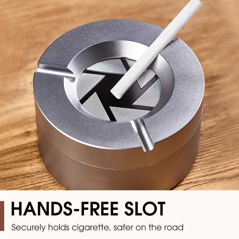 Stainless Steel Twist-Lock Ashtray for Car and Home | Odor-Sealing 360° Rotation Design Smokeless Holder