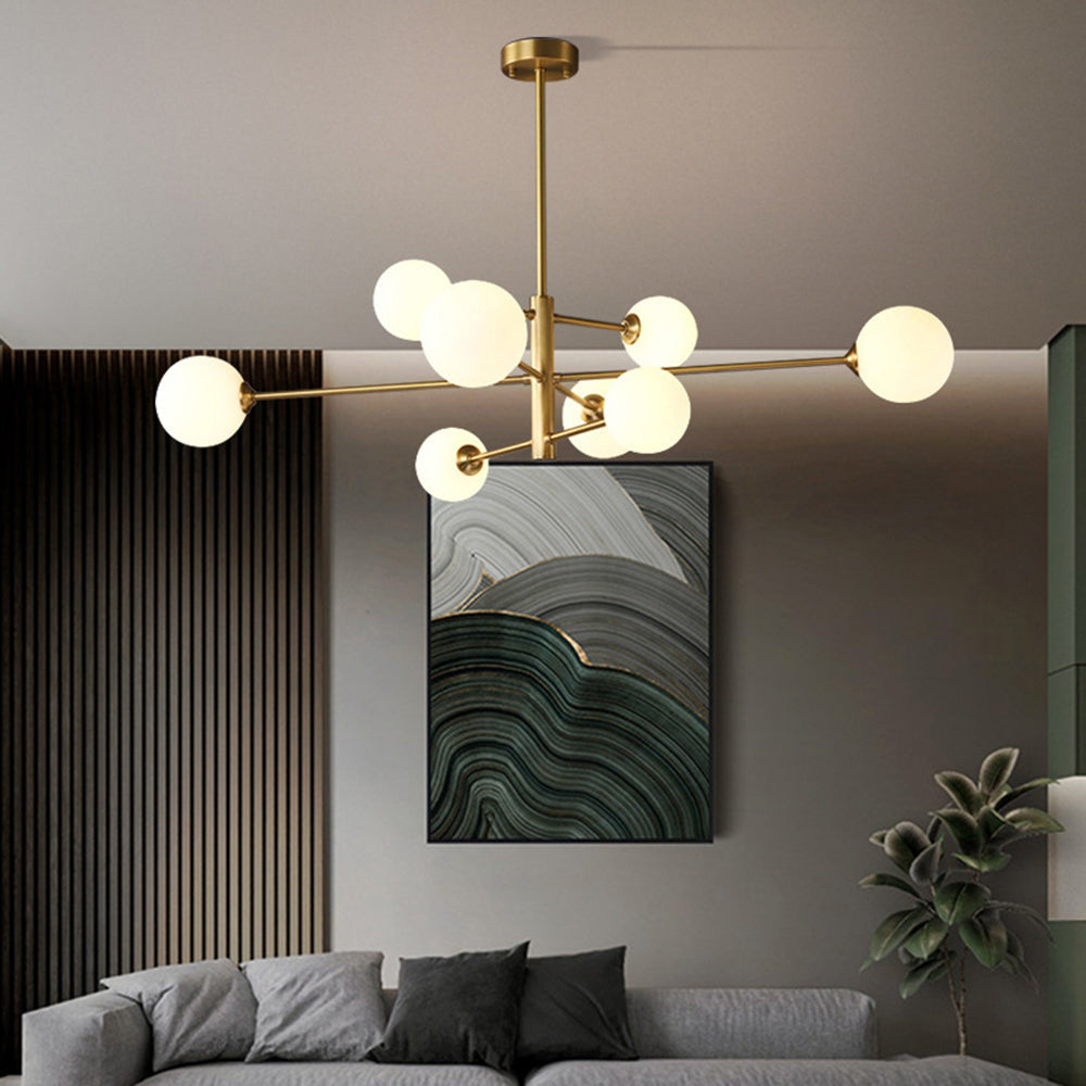 Bubble Glass Pendant Light with Metal Frame for Living Room & Bedroom – Modern Multi-Globe Chandelier for Dining Room & Entryway