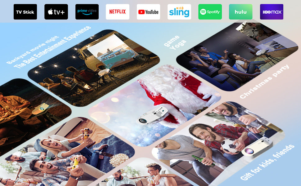 Mini Projector | Portable Full HD Projector with Screen Mirroring | Compact Design for Outdoor Movies