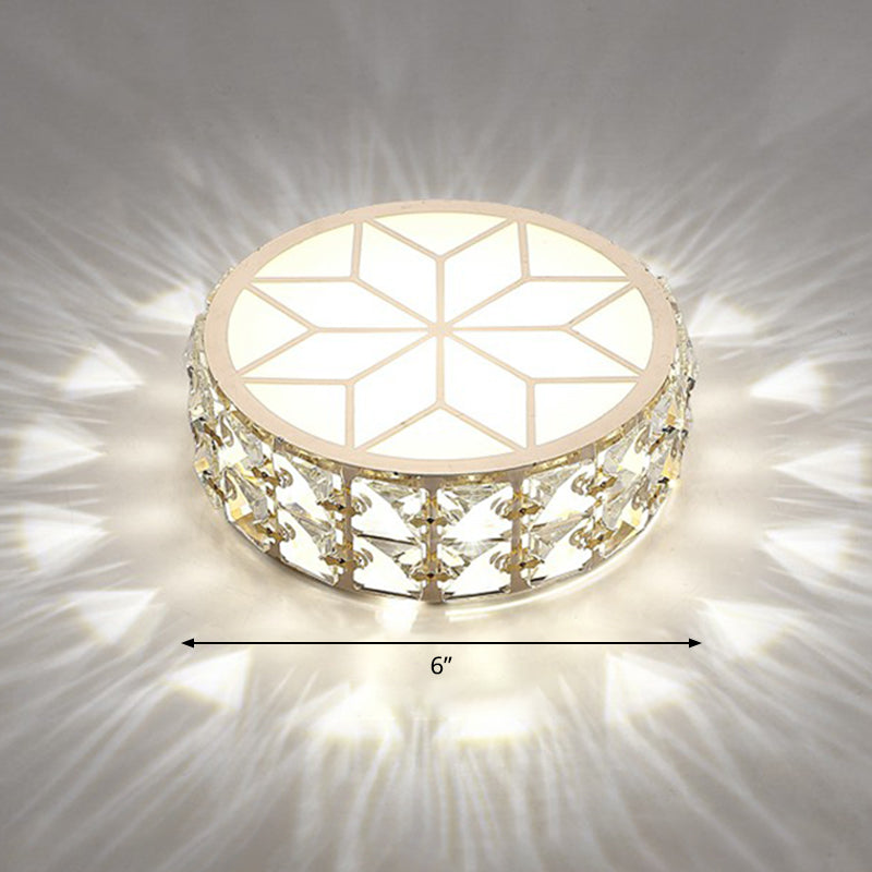 Round Crystal Flush Mount LED Ceiling Light 6" 8" Champagne Gold Modern Entryway Hallway Lighting Fixture Close to Ceiling Surface Mount