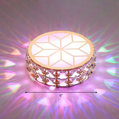 Round Crystal Flush Mount LED Ceiling Light 6" 8" Champagne Gold Modern Entryway Hallway Lighting Fixture Close to Ceiling Surface Mount