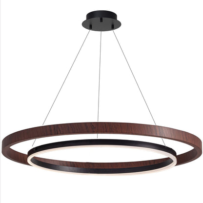 Circular Wood Ring Chandelier with LED Lighting 24-47 Inches Adjustable Height Farmhouse Dining Room Kitchen Island Ceiling Fixture