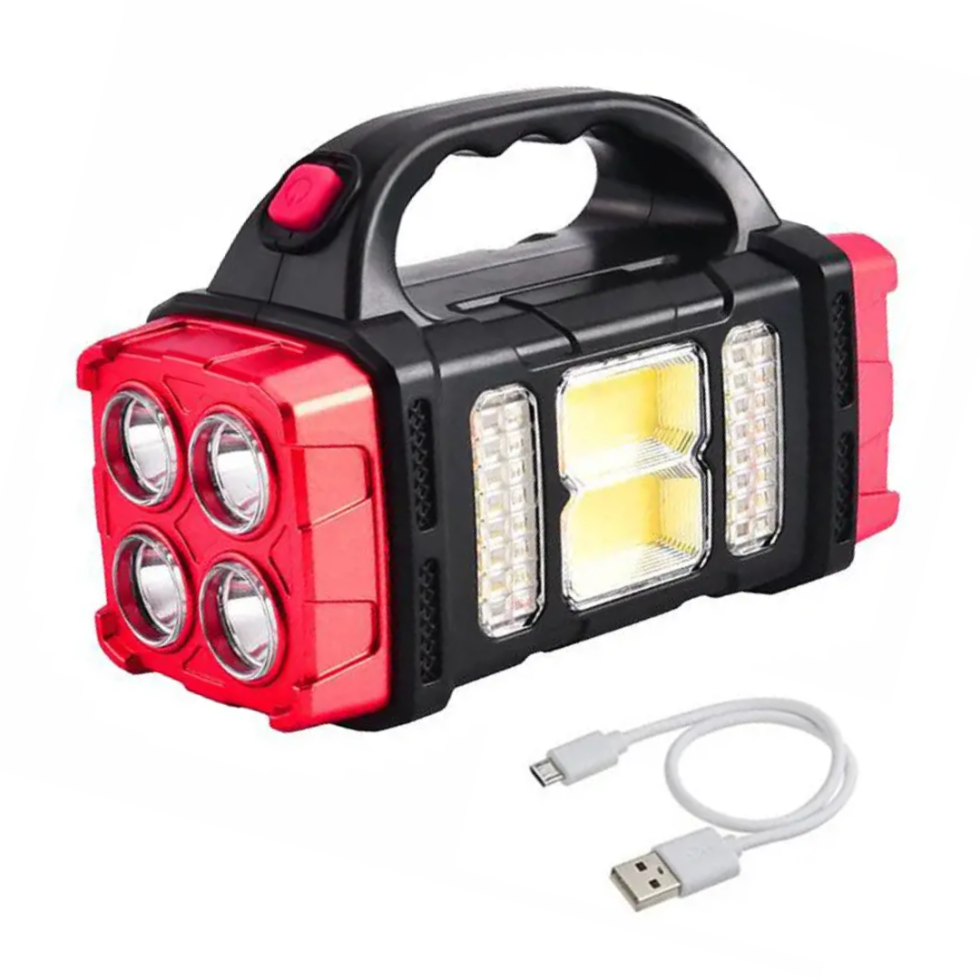 Solar LED Camping Lantern with Power Bank 6 in × 2.8 in Waterproof Emergency Light Strobe Mode Rechargeable Outdoor Torch for Hiking Roadsid