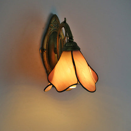 Glass Shade Wall Sconce in Blue Red Pink Bronze Clear 10×8 Inches for Bedroom Bedside Living Room Study Hardwired E26 Socket Metal Resin