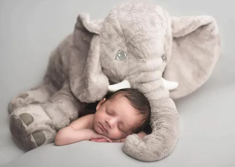Plush Elephant Cushion Toy for Babies & Toddlers – Soft Nursery Decor – Nursery Accent Pillow for Kids Bedroom Playroom – Large Stuffed Anim