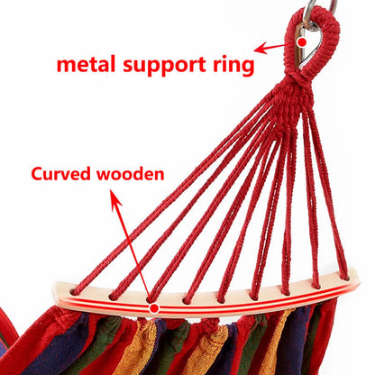 Cotton Blend Swing Hammock with Spreader Bar 102 in Total Length Red Blue for Backyard Patio Camping Outdoor Relaxation Adults Kids Portable