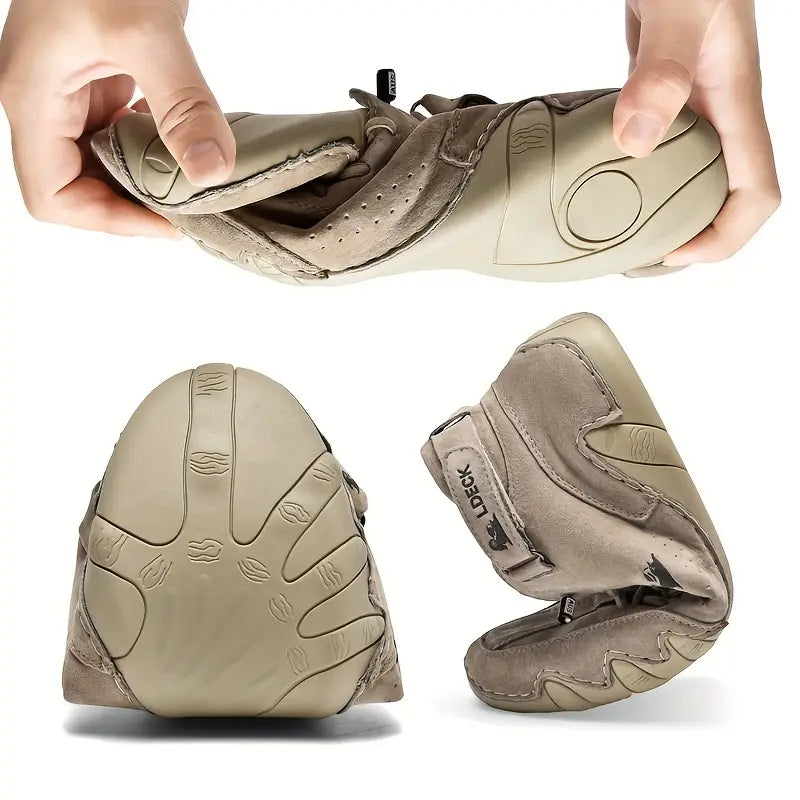 Men's Waterproof High-Top Sneakers with Elastic Slip-On Design - Durable Rubber Sole Boots for Street Style & All-Weather Wear