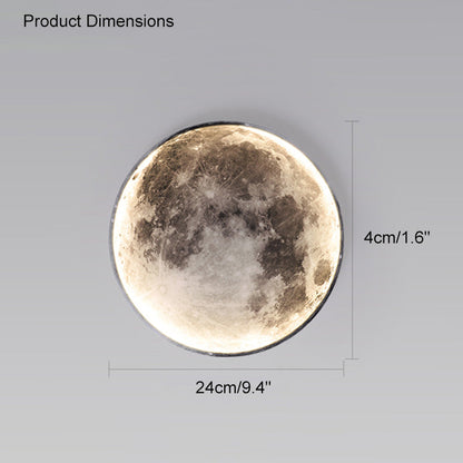 LED Moon Wall Sconce Dimmable Remote Control Light 9.4 Inch Diameter PVC Fixture for Bedroom Living Room Hallway Accent Lighting Three Color