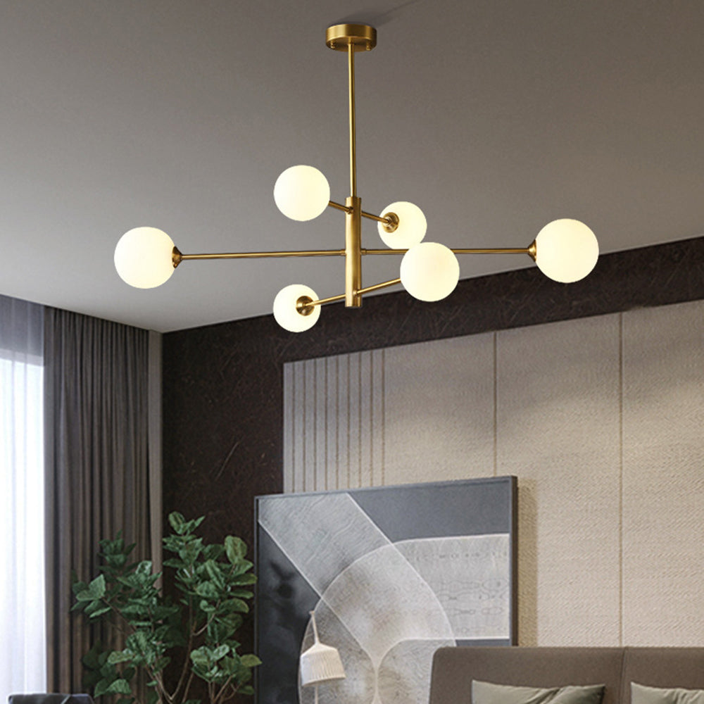 Bubble Glass Pendant Light with Metal Frame for Living Room & Bedroom – Modern Multi-Globe Chandelier for Dining Room & Entryway