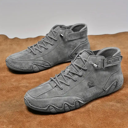 Men's Waterproof High-Top Sneakers with Elastic Slip-On Design - Durable Rubber Sole Boots for Street Style & All-Weather Wear