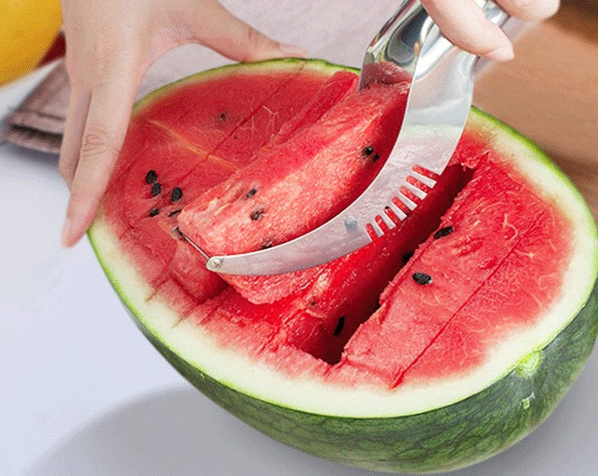 Stainless Steel Fruit Slicer Cutter for Watermelon Cantaloupe Papaya Dragon Fruit Kitchen Tool Fast Serving Prep