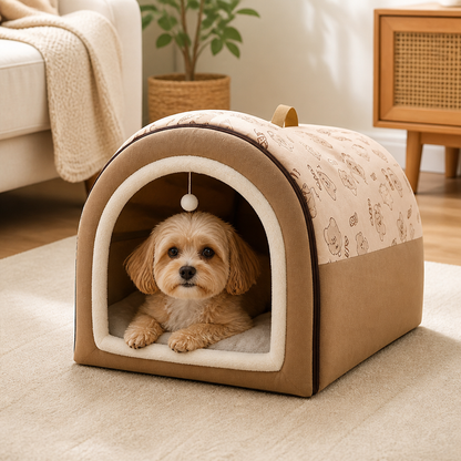 Ortekor 2-In-1 Detachable Plush Fleece Pet House Bed