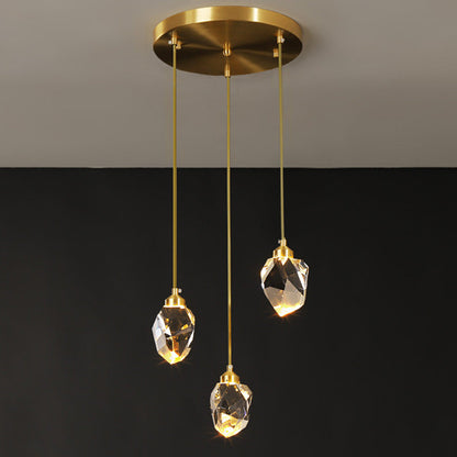 Adjustable Drop Fixture with Clear Tapered Shade & Brass Accents for Kitchen Islands, Breakfast Nooks, Entryways