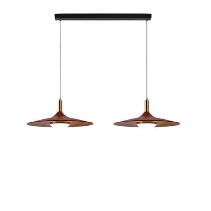 Sculptural Metal Shade Ceiling Fixture with Organic Wood-Tone Accent – 10 in or 14 in Drop Light for Island Counter Bar and Breakfast Nook –