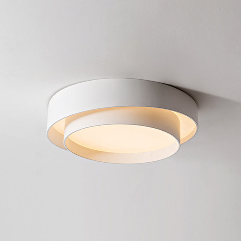 Round LED Ceiling Light 16-24 Inch White Metal Flush Mount Modern Dimmable Fixture for Bedroom Living Room Kitchen