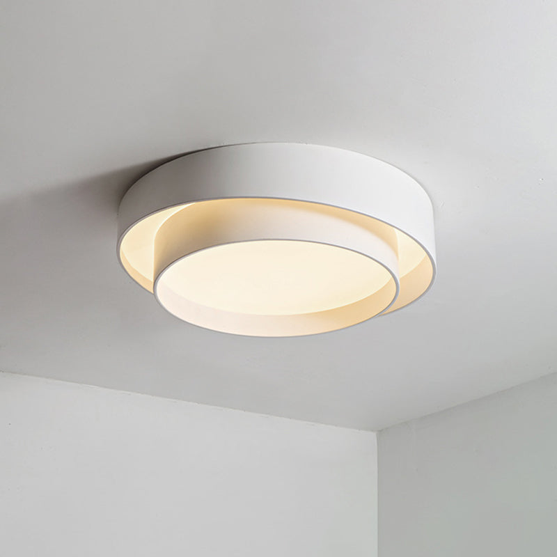 Round LED Ceiling Light 16-24 Inch White Metal Flush Mount Modern Dimmable Fixture for Bedroom Living Room Kitchen